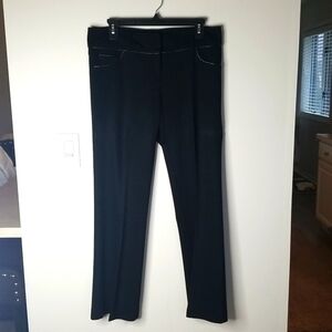 Cache Women's Black fitted flared dress pants with leather accents